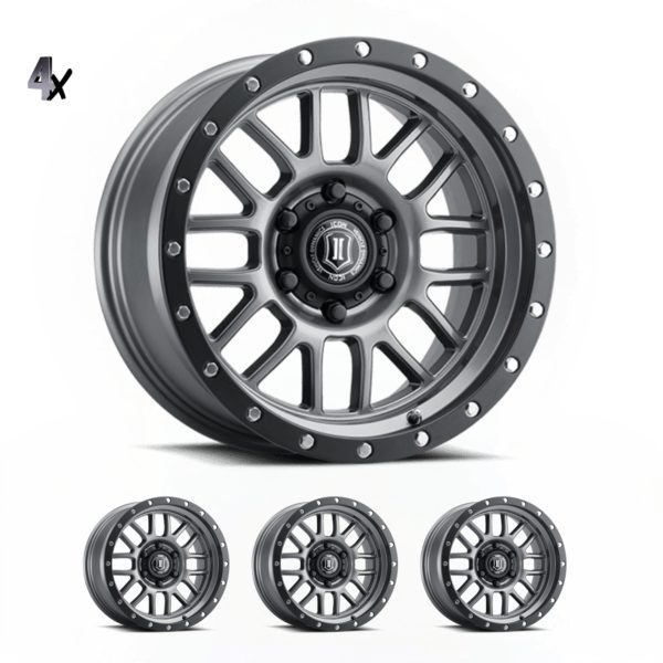 BRONCO (17×8.50) 4x ALPHA GUNMETAL WITH BLACK RING 6×5.5″ (0 OFFSET)