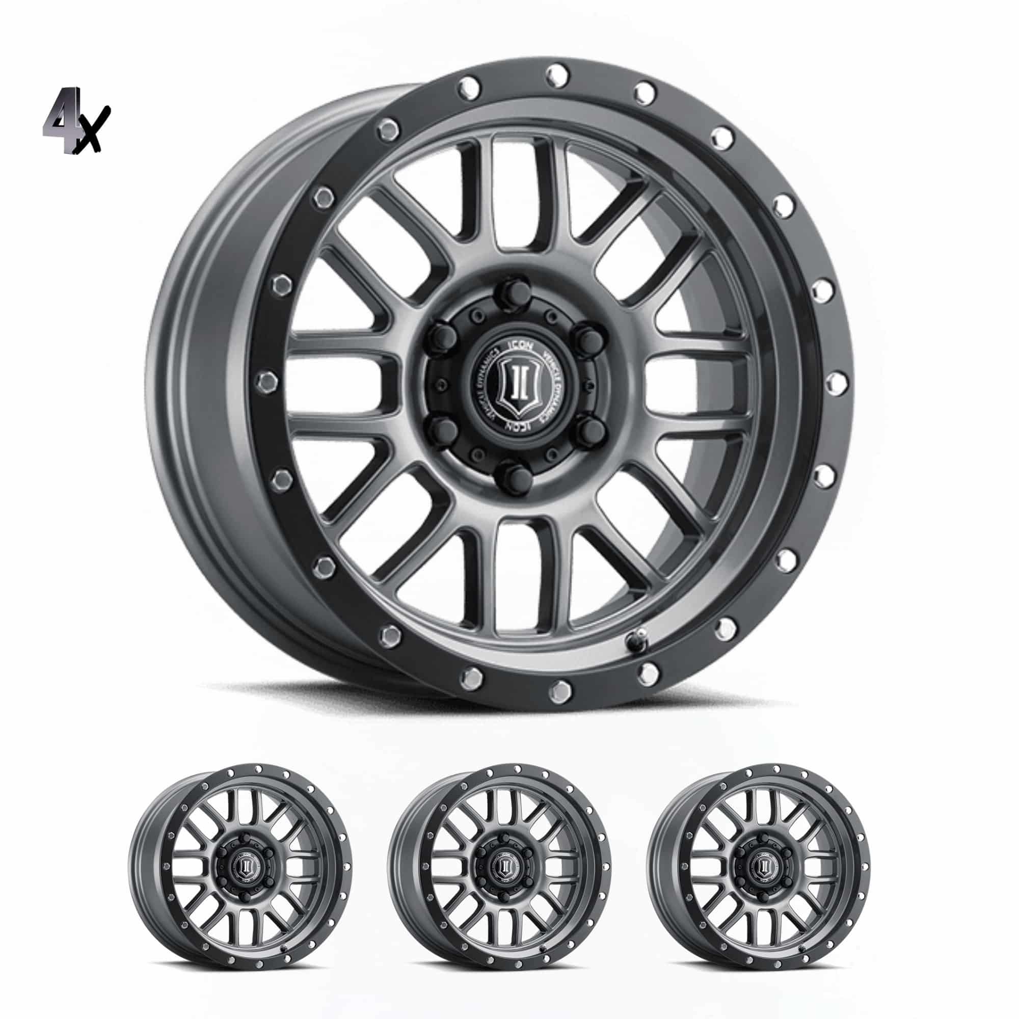 BRONCO (17×8.50) 4x ALPHA GUNMETAL WITH BLACK RING 6×5.5″ (0 OFFSET)