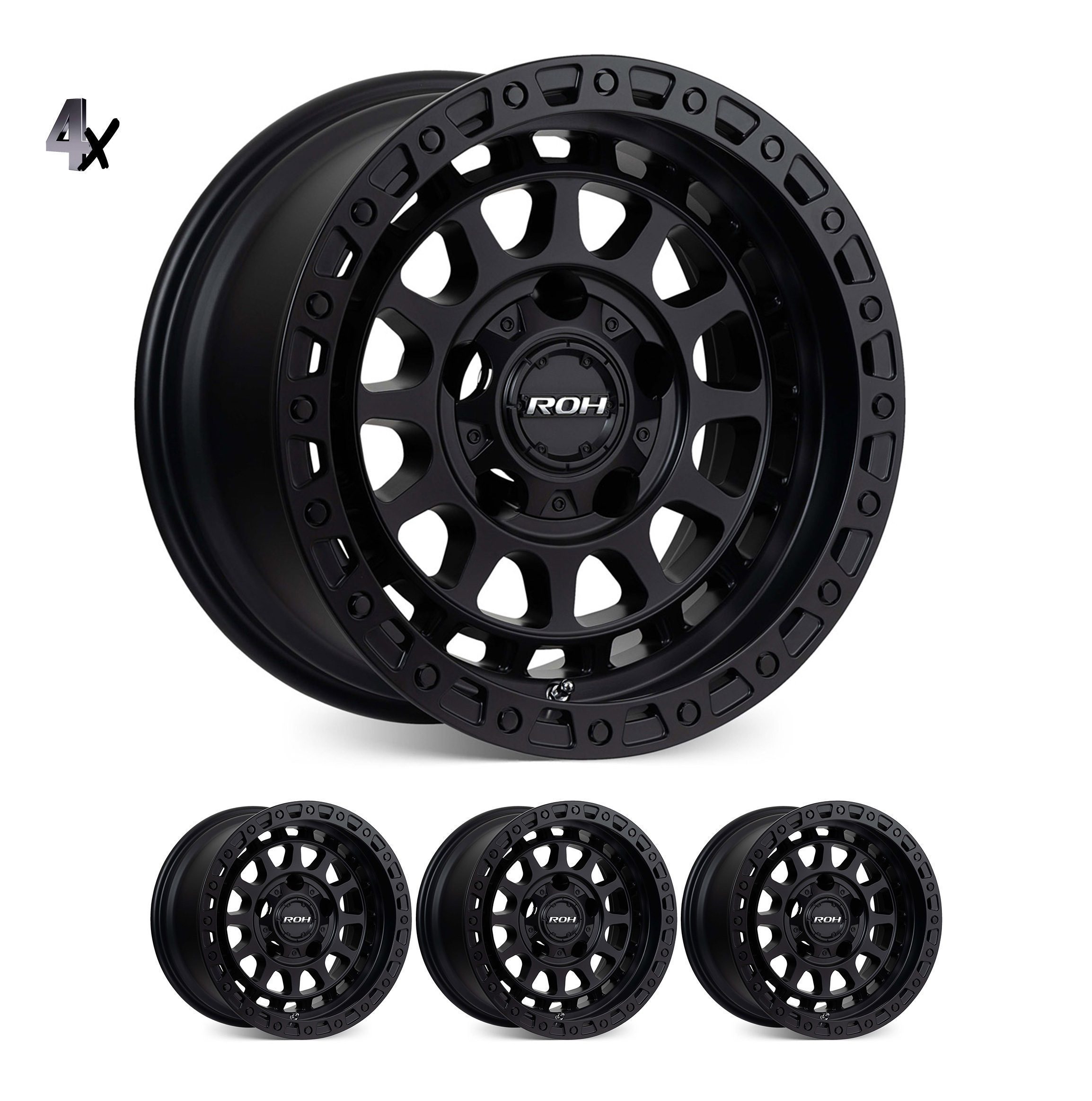 HILUX (17X9) 4x MATT BLACK ASSAULT WHEELS (6/139) +12 OFFSET