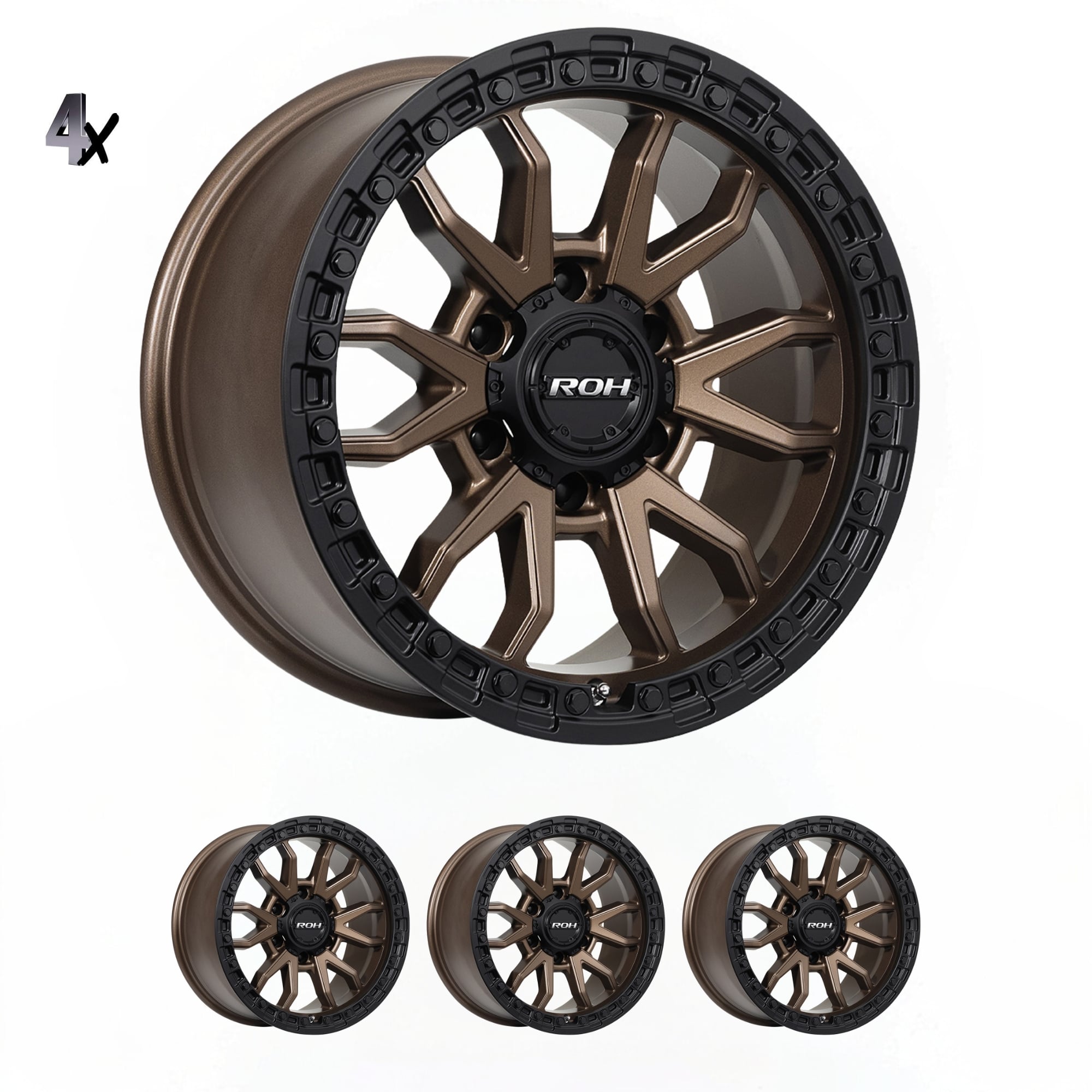 SILVERADO / SIERRA 1500 (17X9) RAID MATT BLACK BRONZE 4x ALLOY WHEELS (6/139) +12
